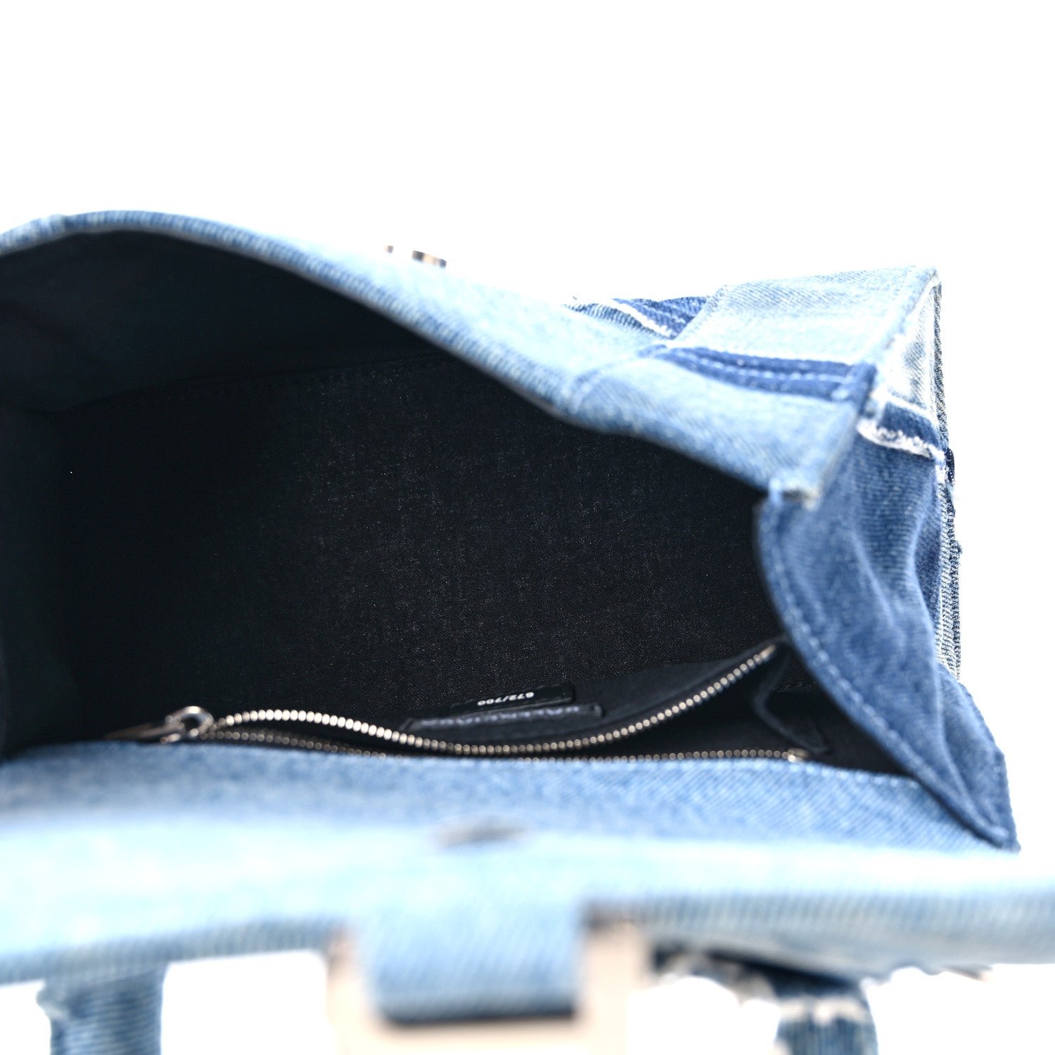 Balenciaga Denim Patchwork Small Hourglass Top Handle Bag Washed Blue 5 of 10