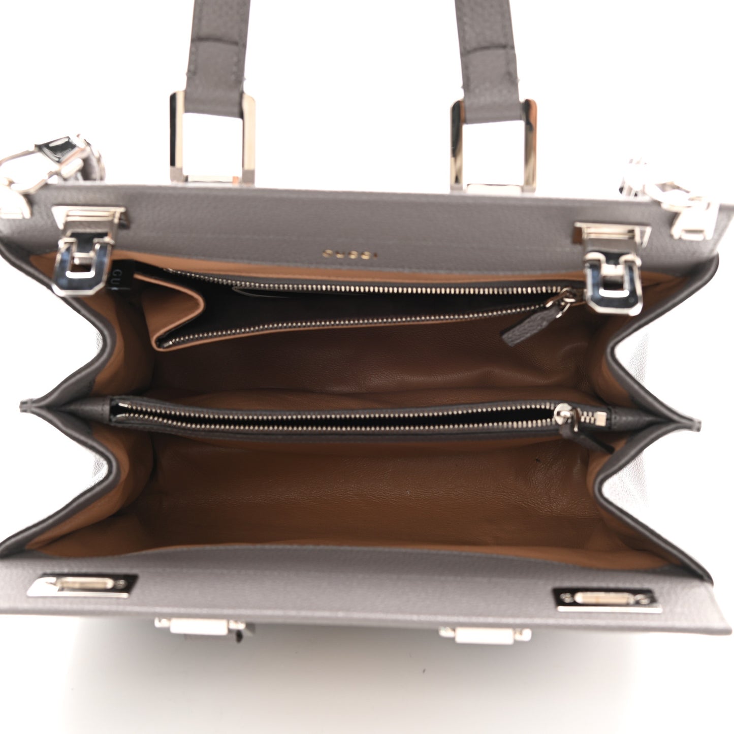 Grainy Calfskin Small Zumi Top Handle Bag Dusty Grey