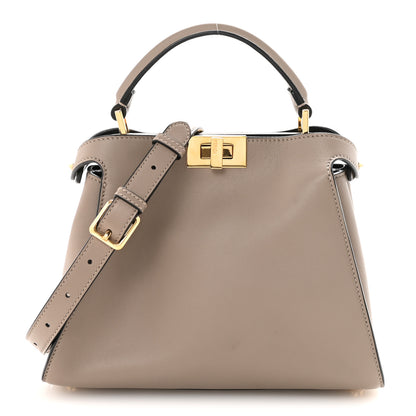 Fendi Vitello Tahiti Burro Medium Peekaboo Iconic Essentially Satchel Tortora Black 1 of 9