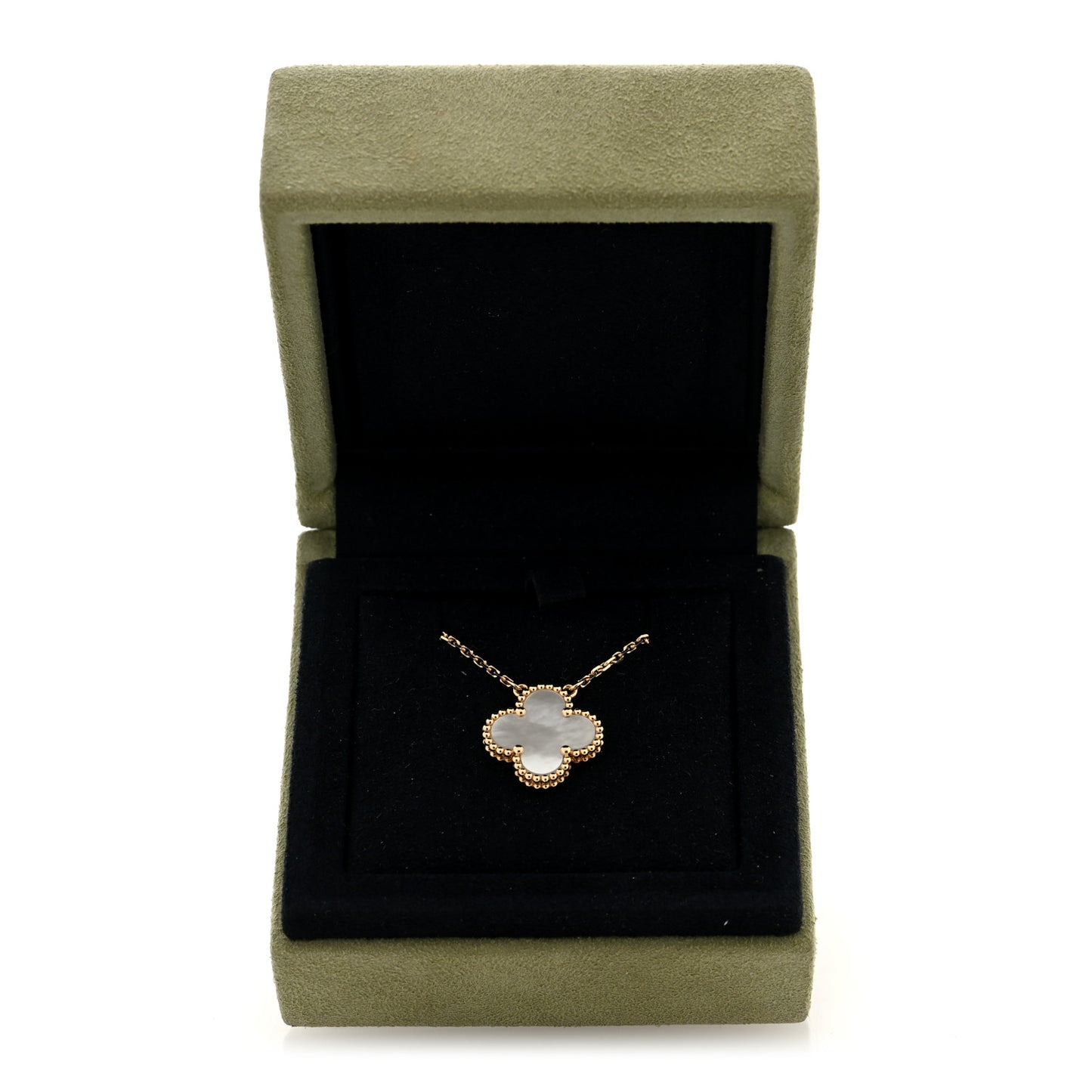 18K Yellow Gold Mother of Pearl Vintage Alhambra Pendant Necklace