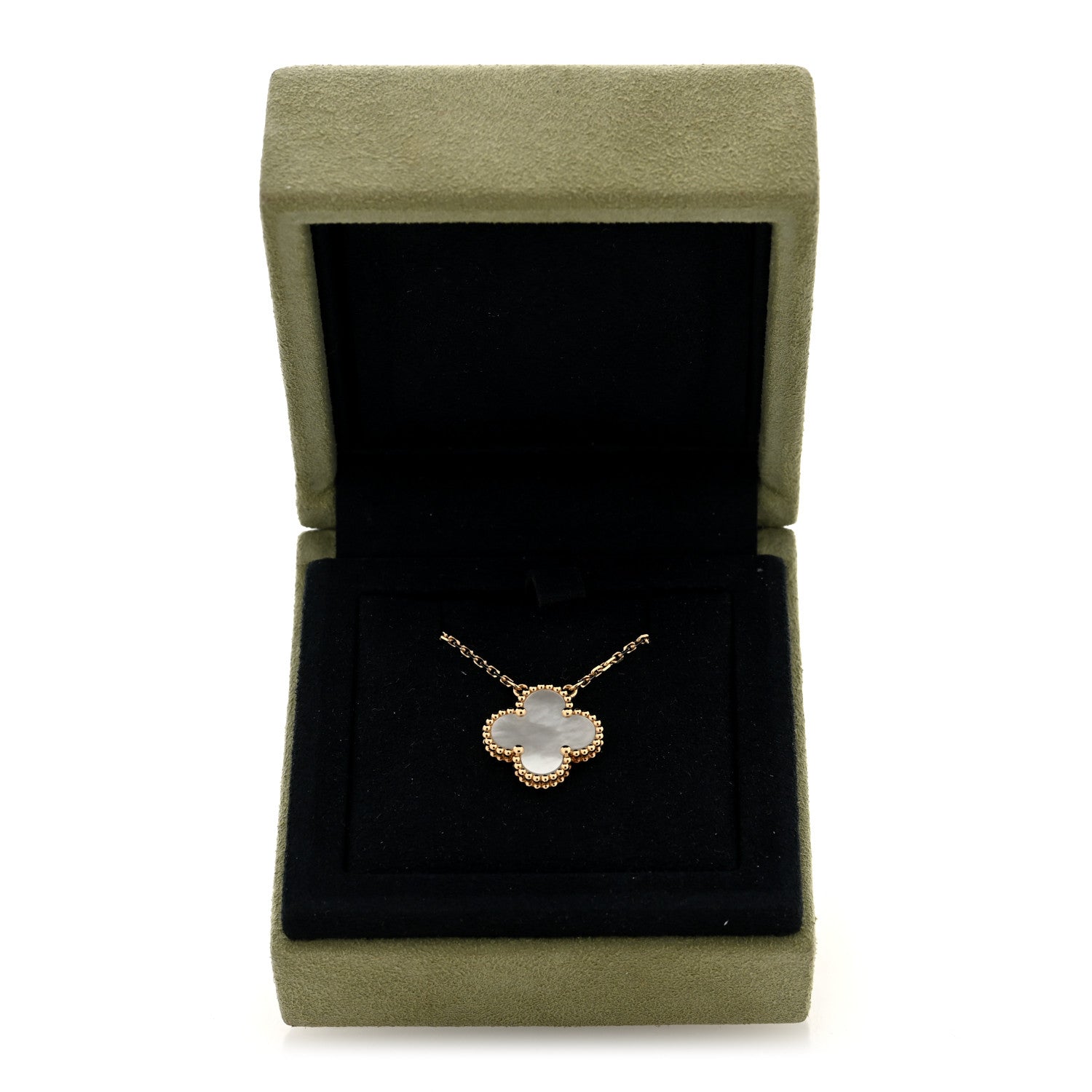 Van Cleef & Arpels 18K Yellow Gold Mother of Pearl Vintage Alhambra Pendant Necklace 5 of 5