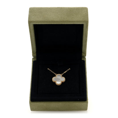 Van Cleef & Arpels 18K Yellow Gold Mother of Pearl Vintage Alhambra Pendant Necklace 5 of 5