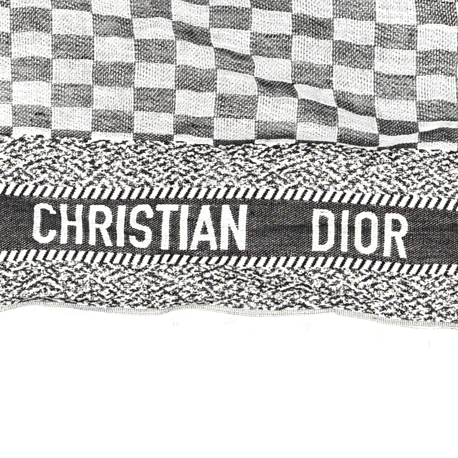 Christian Dior Cotton Checkered Scarf Gray 3 of 5