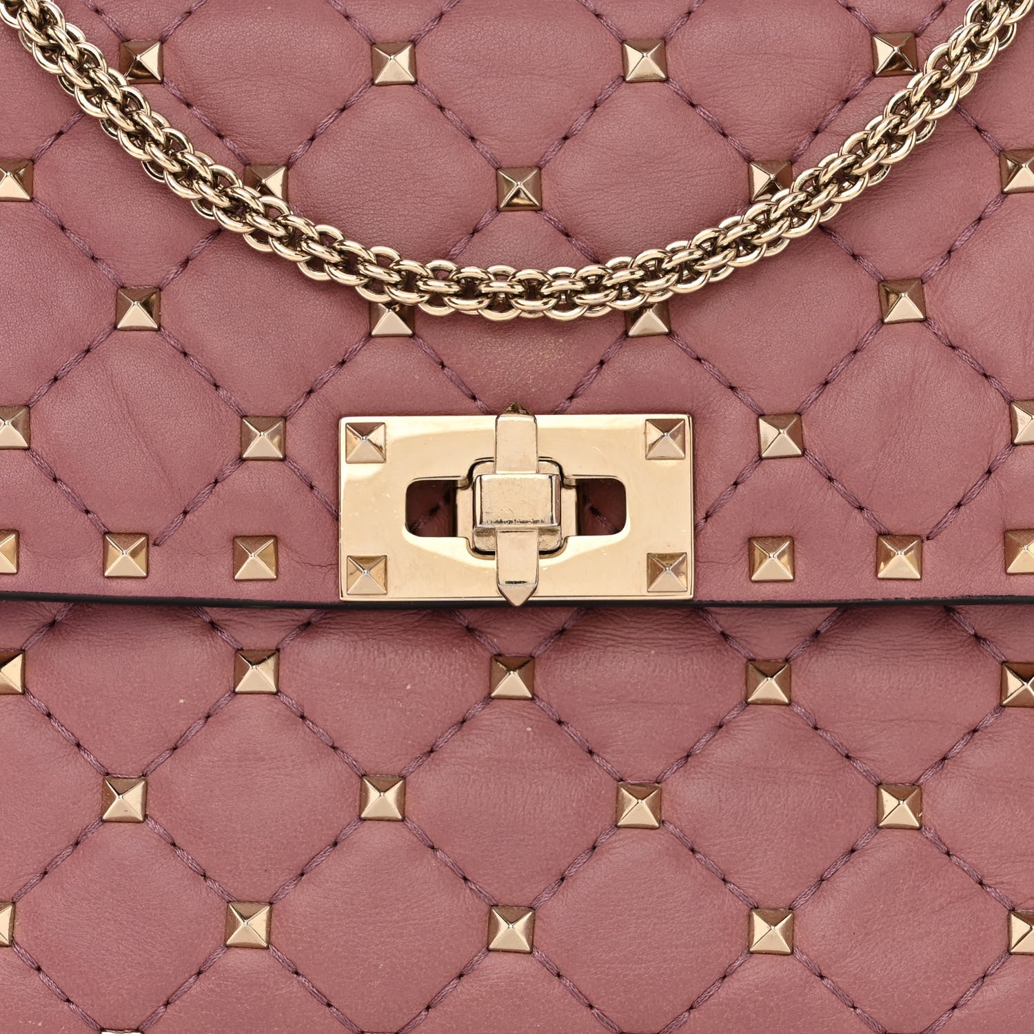 Valentino Garavani Lambskin Medium Rockstud Spike Shoulder Bag Antique Rose 8 of 13