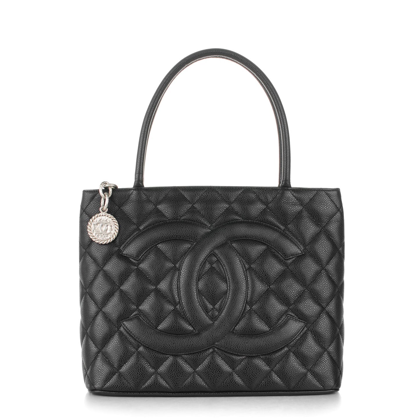 Caviar Quilted Medallion Tote Black