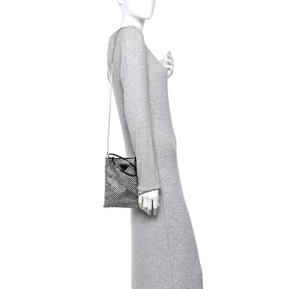 Prada Satin Crystal Metal Triangle Logo Chain Crossbody Handbag Cristal 2 of 10