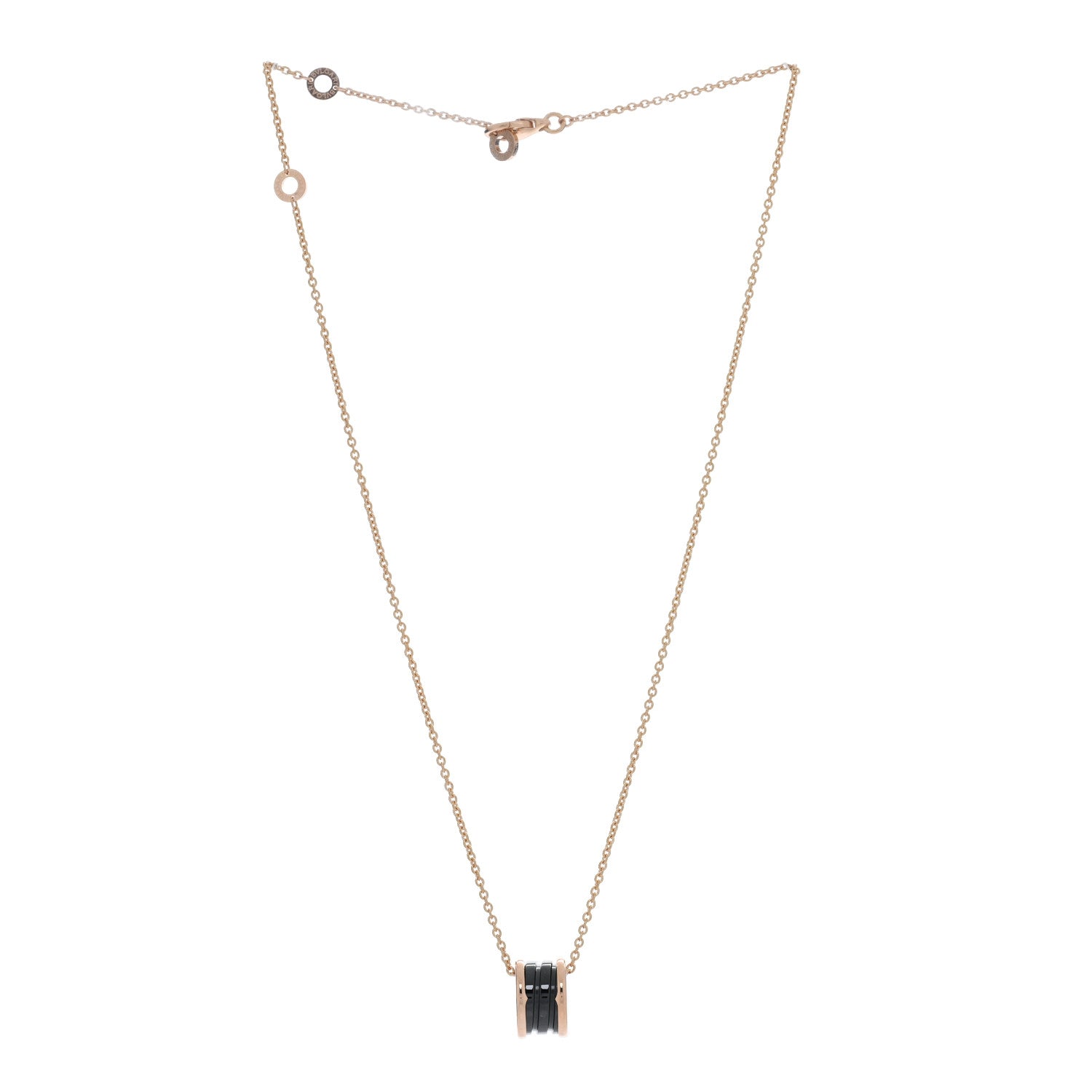 Bulgari 18K Rose Gold Black Ceramic B.Zero1 Pendant Necklace 3 of 4