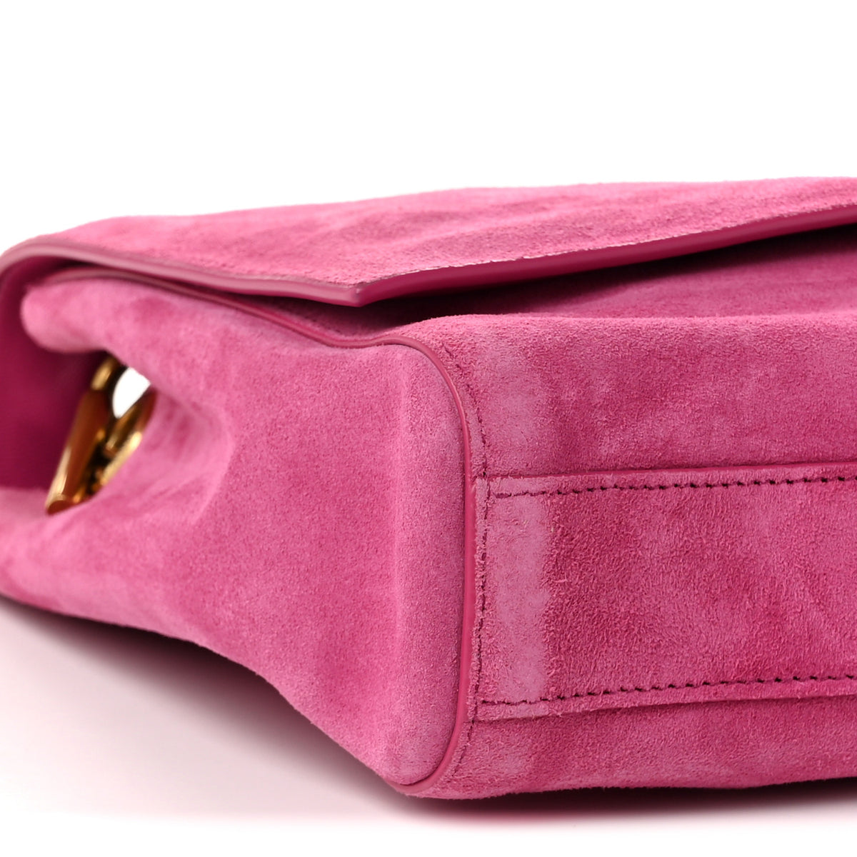 Smooth Calfskin Suede Medium Reversible Monogram Kate Satchel Rose Rubis