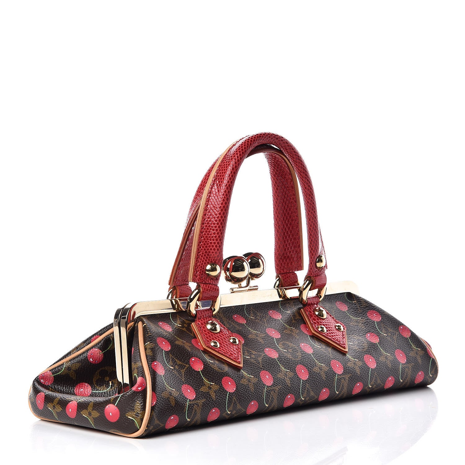 Louis Vuitton Monogram Cerises Lizard Sac Fermoir GM 3 of 14