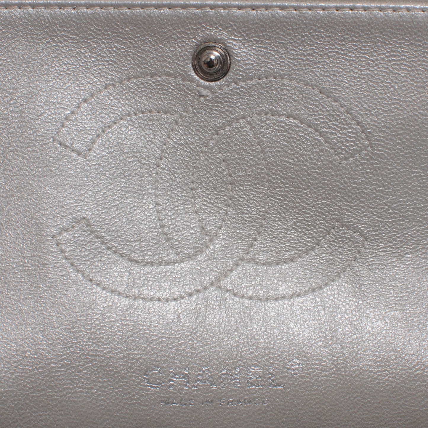 Lambskin Medium Double Flap Silver