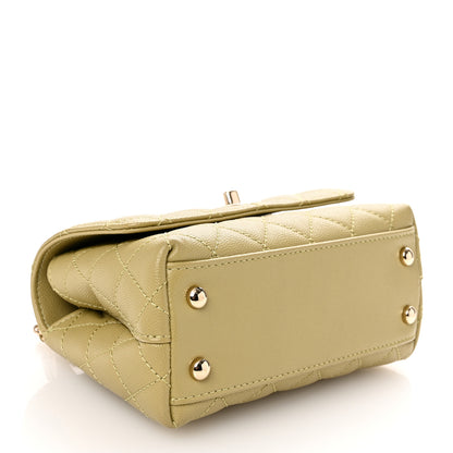 Chanel Caviar Quilted Extra Mini Coco Handle Flap Light Green 4 of 10