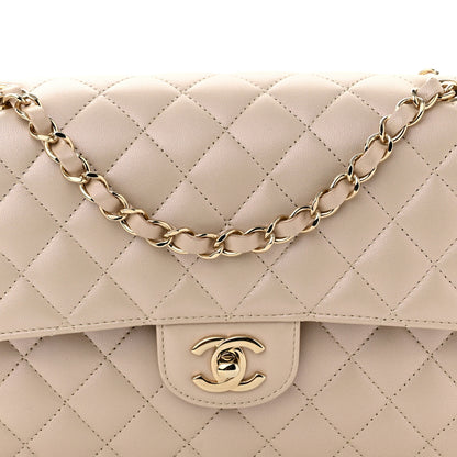 Chanel Iridescent Lambskin Quilted Medium Double Flap Light Beige 8 of 10