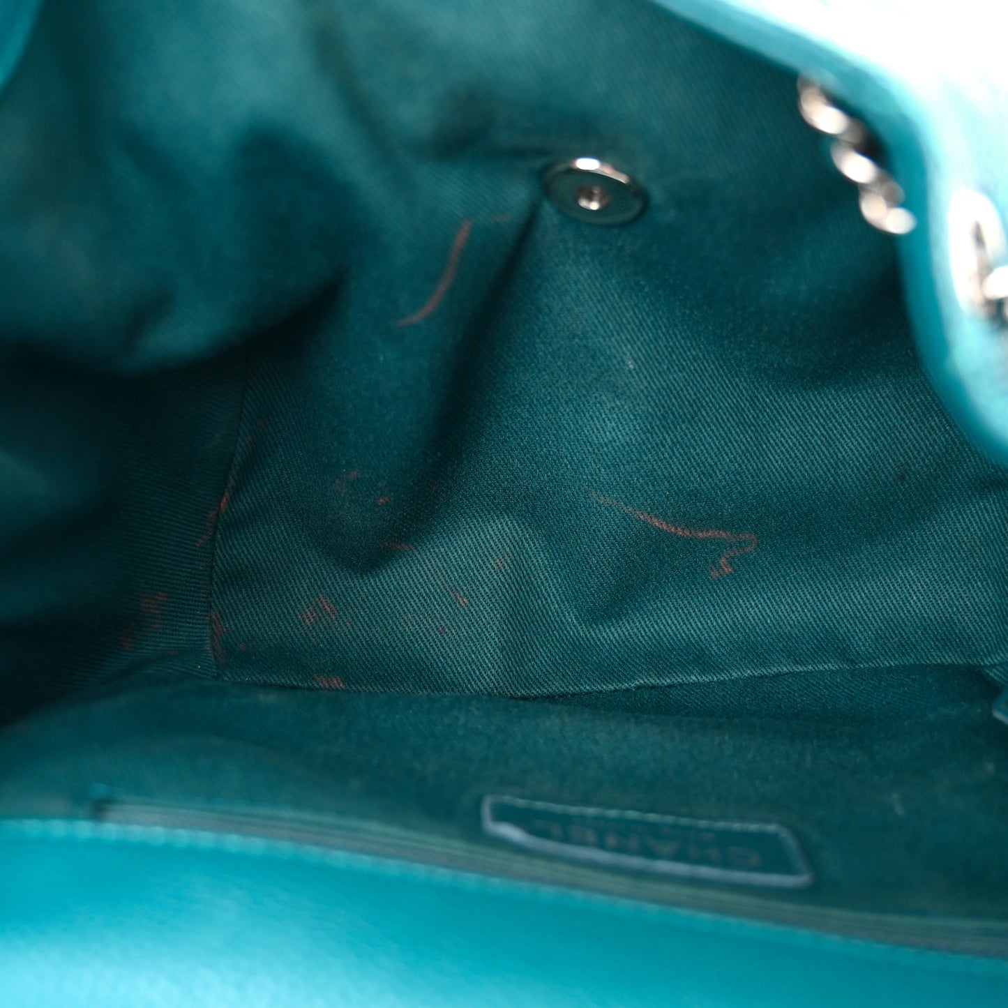 Grained Calfskin Stitched Small Messenger Flap Bag Teal