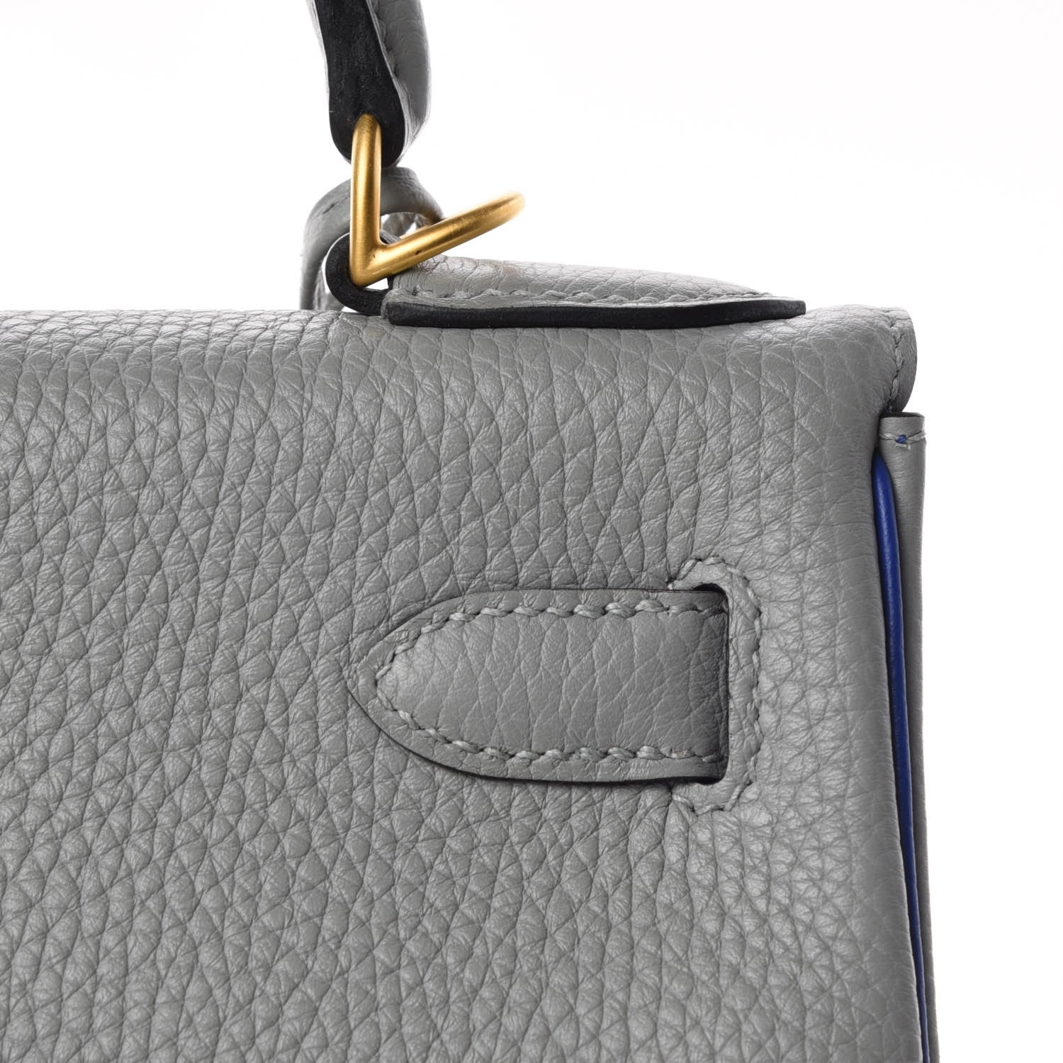 Hermes Taurillon Clemence Horseshoe Kelly Retourne 28 Bleu Glacier Bleu Electrique 12 of 34