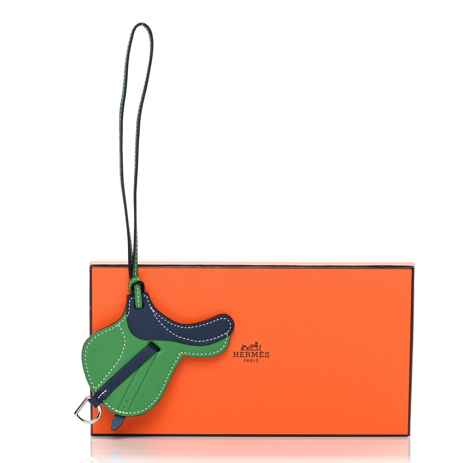 Hermes Swift Paddock Selle Horse Saddle Bag Charm Vert Vertigo Bleu Navy 4 of 4