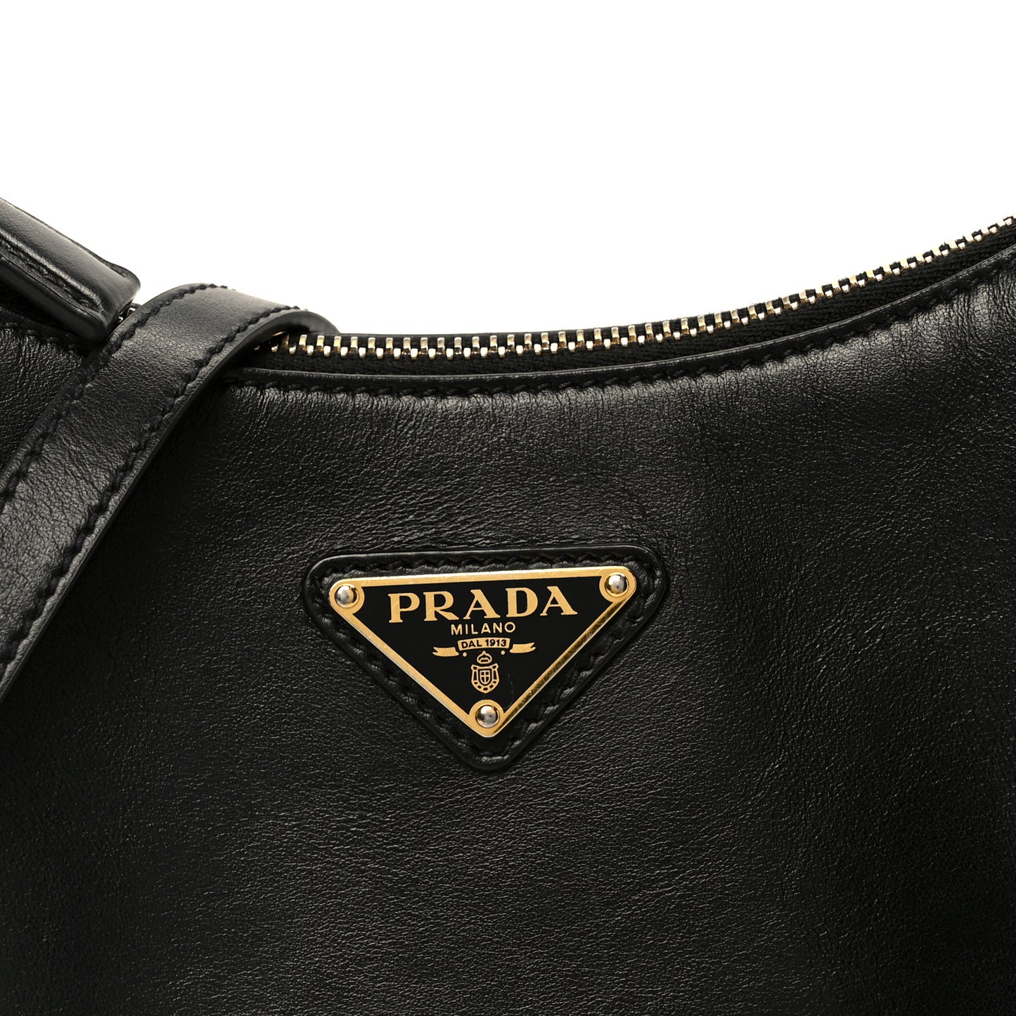 Soft Calfskin Arque Shoulder Bag Black
