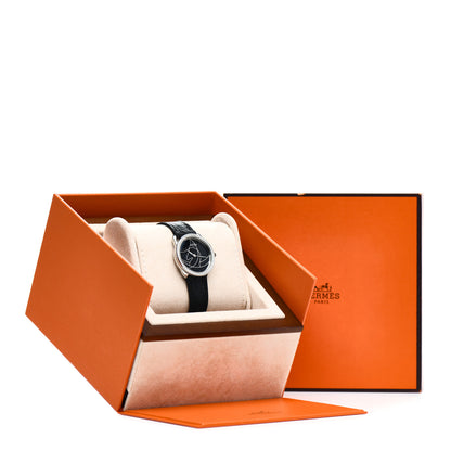 Hermes Stainless Steel Alligator Diamond 28mm Arceau Cavales Quartz Watch Noir 5 of 5