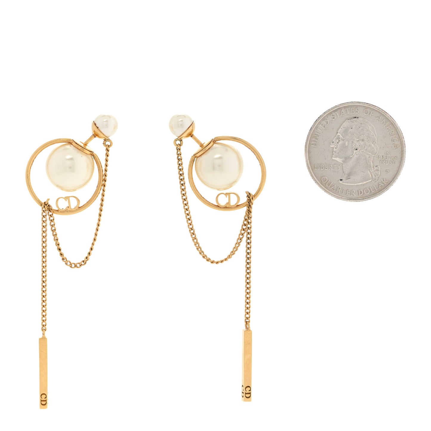 Pearl Tribales Dangle Chain Earrings Gold