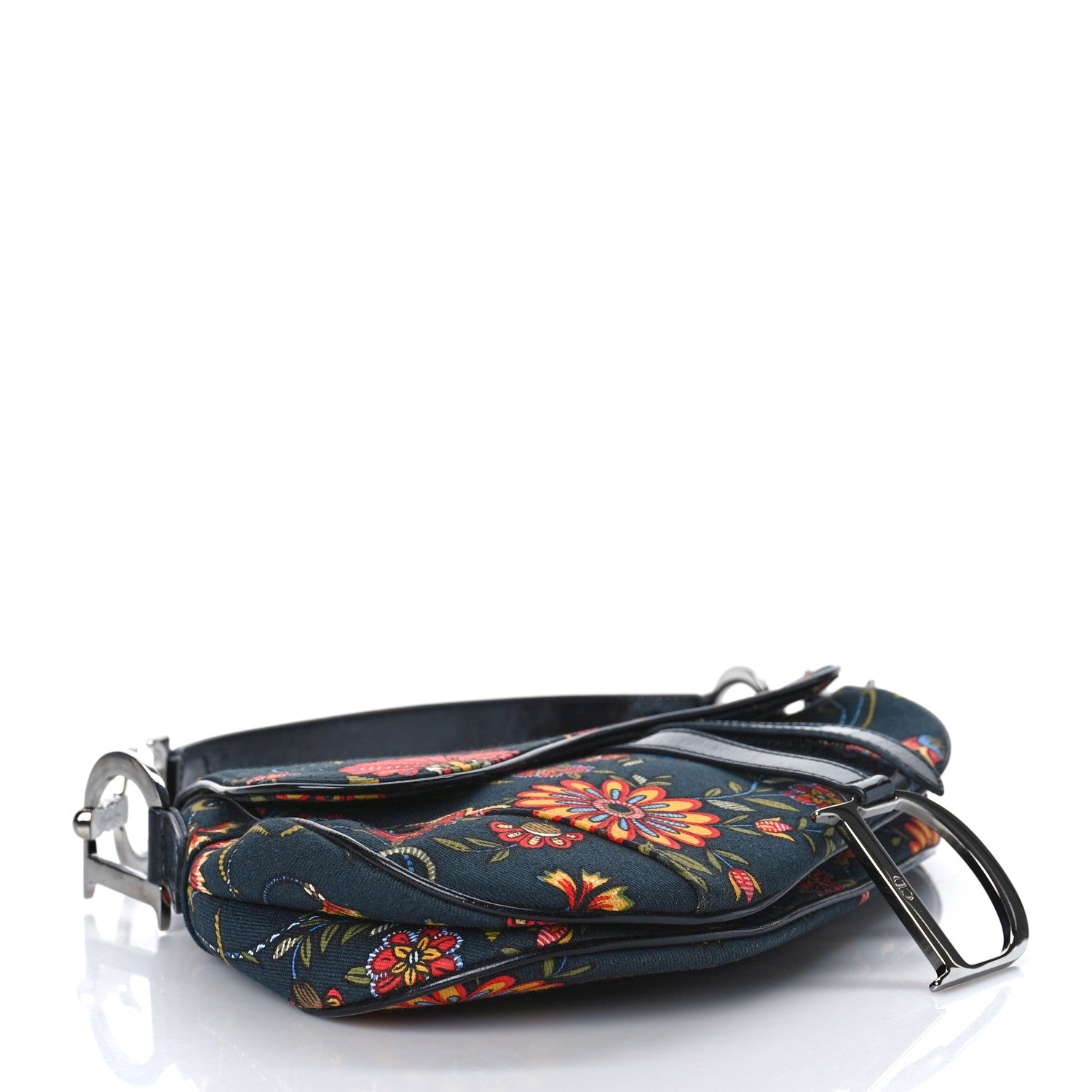 Christian Dior Canvas Floral Saddle Bag Black 4 of 11