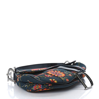 Christian Dior Canvas Floral Saddle Bag Black 4 of 11