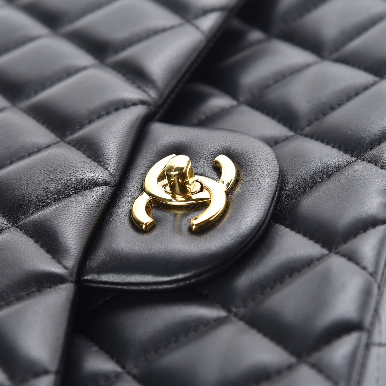 Chanel Lambskin Quilted Jumbo Double Flap Black 13 of 14