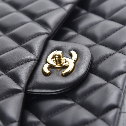 Chanel Lambskin Quilted Jumbo Double Flap Black 13 of 14