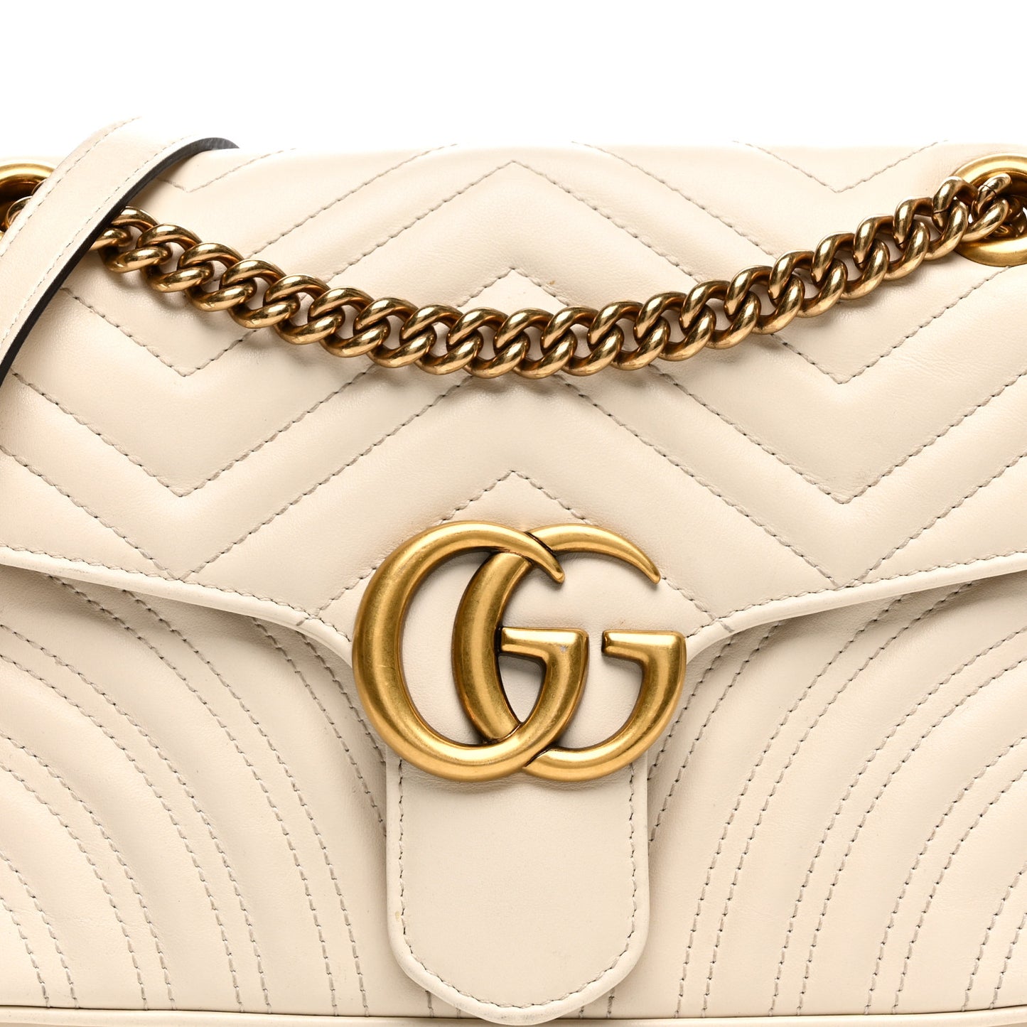 Calfskin Matelasse Small GG Marmont Shoulder Bag White