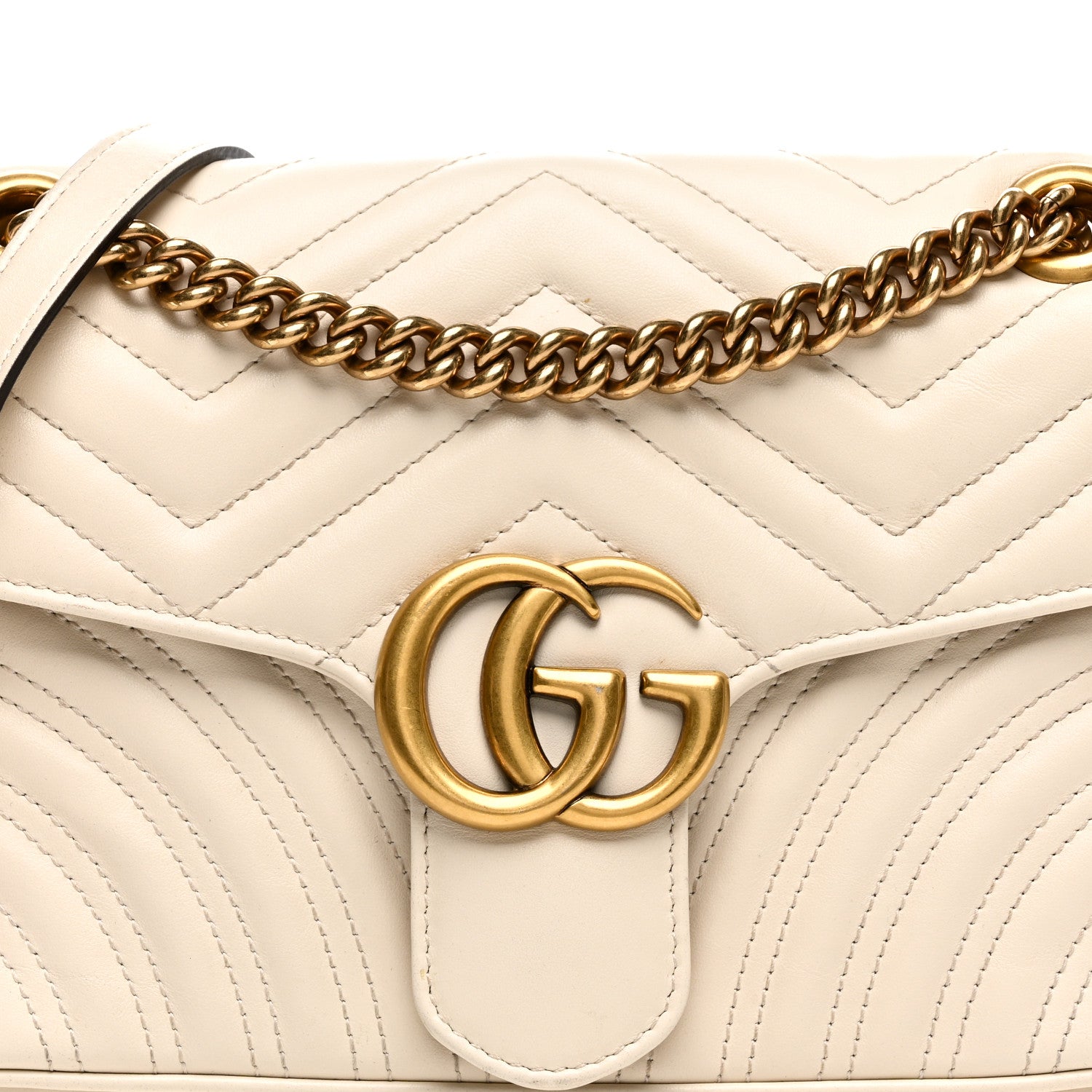 Gucci Calfskin Matelasse Small GG Marmont Shoulder Bag White 8 of 10