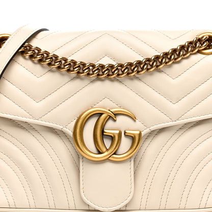 Gucci Calfskin Matelasse Small GG Marmont Shoulder Bag White 8 of 10