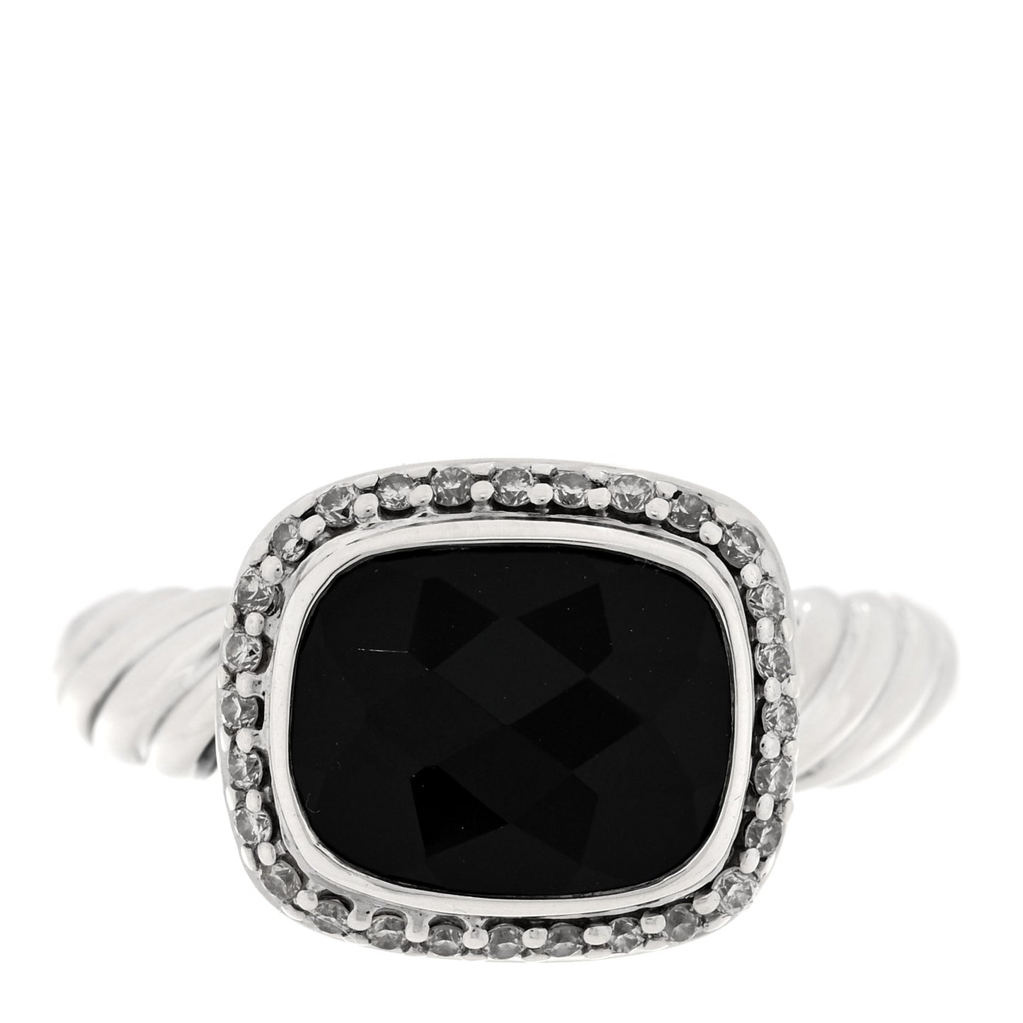 Sterling Silver Diamond Black Onyx 10mm Noblesse Ring 54 6.75