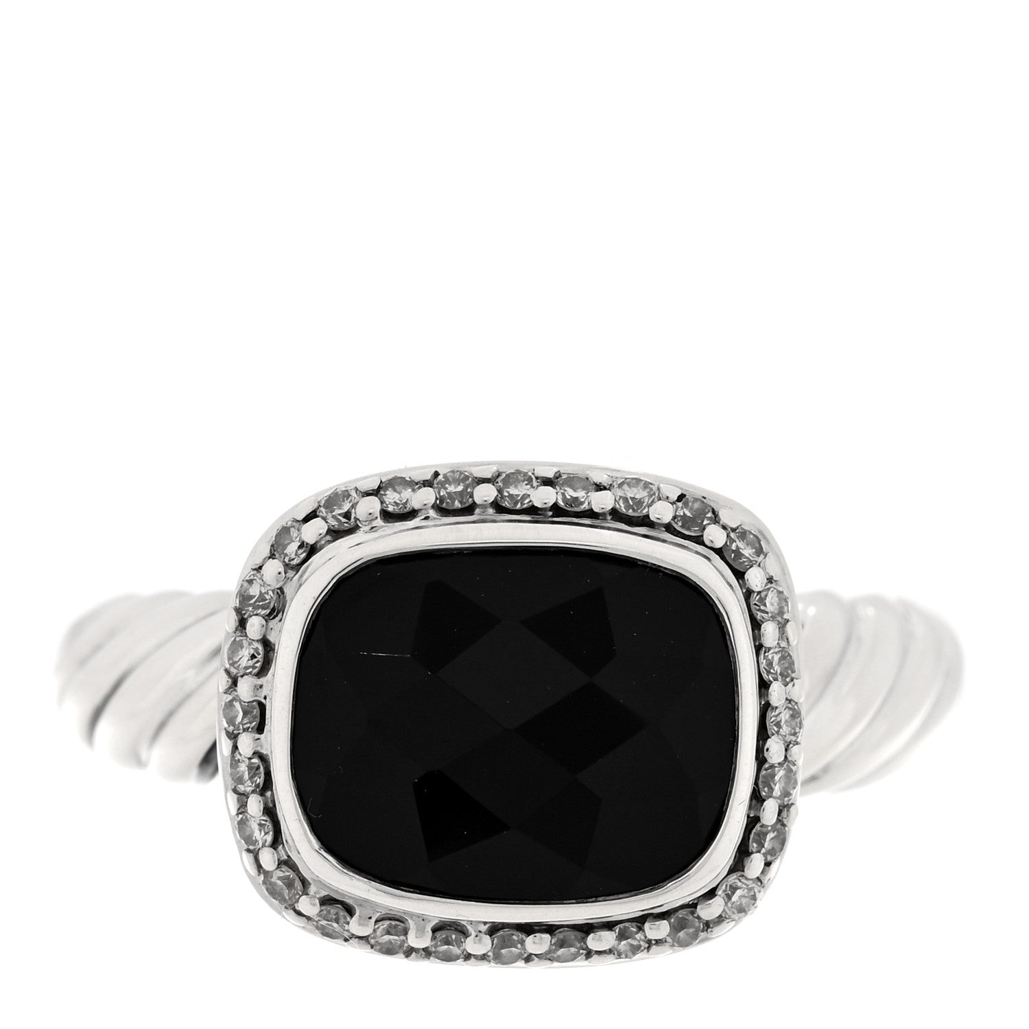 David Yurman Sterling Silver Diamond Black Onyx 10mm Noblesse Ring 54 6.75 1 of 4
