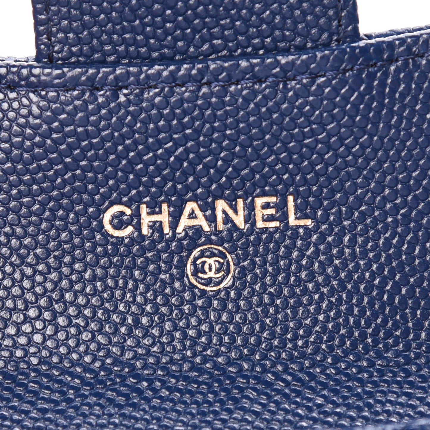 Caviar Quilted Flap Card Holder Navy