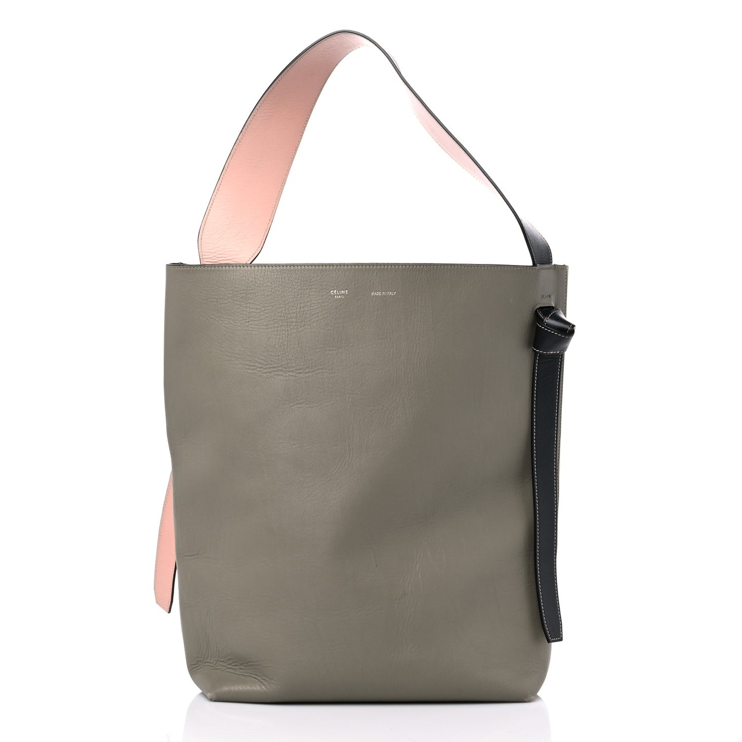 Shiny Smooth Calfskin Small Twisted Cabas Light Khaki Cream