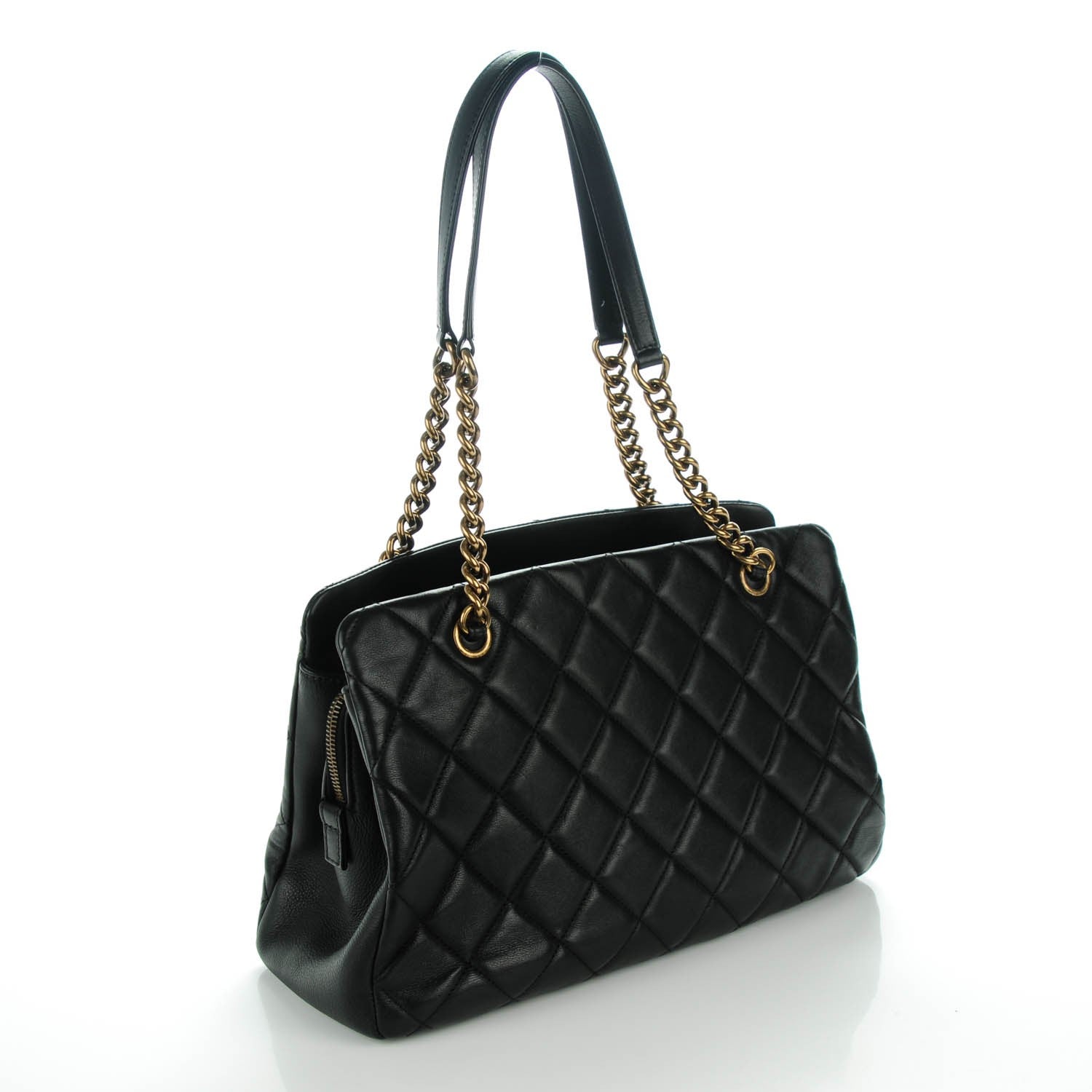 Chanel Calfskin Quilted Small CC Crown Tote Black 3 of 7