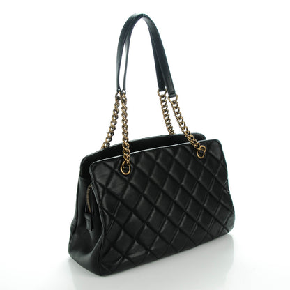 Chanel Calfskin Quilted Small CC Crown Tote Black 3 of 7