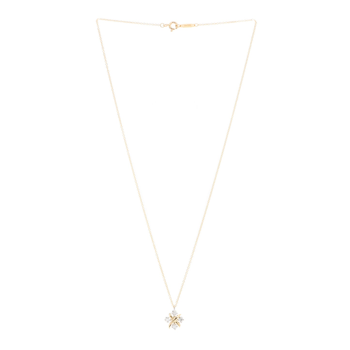 Platinum 18K Yellow Gold Diamond Schlumberger Lynn Pendant Necklace