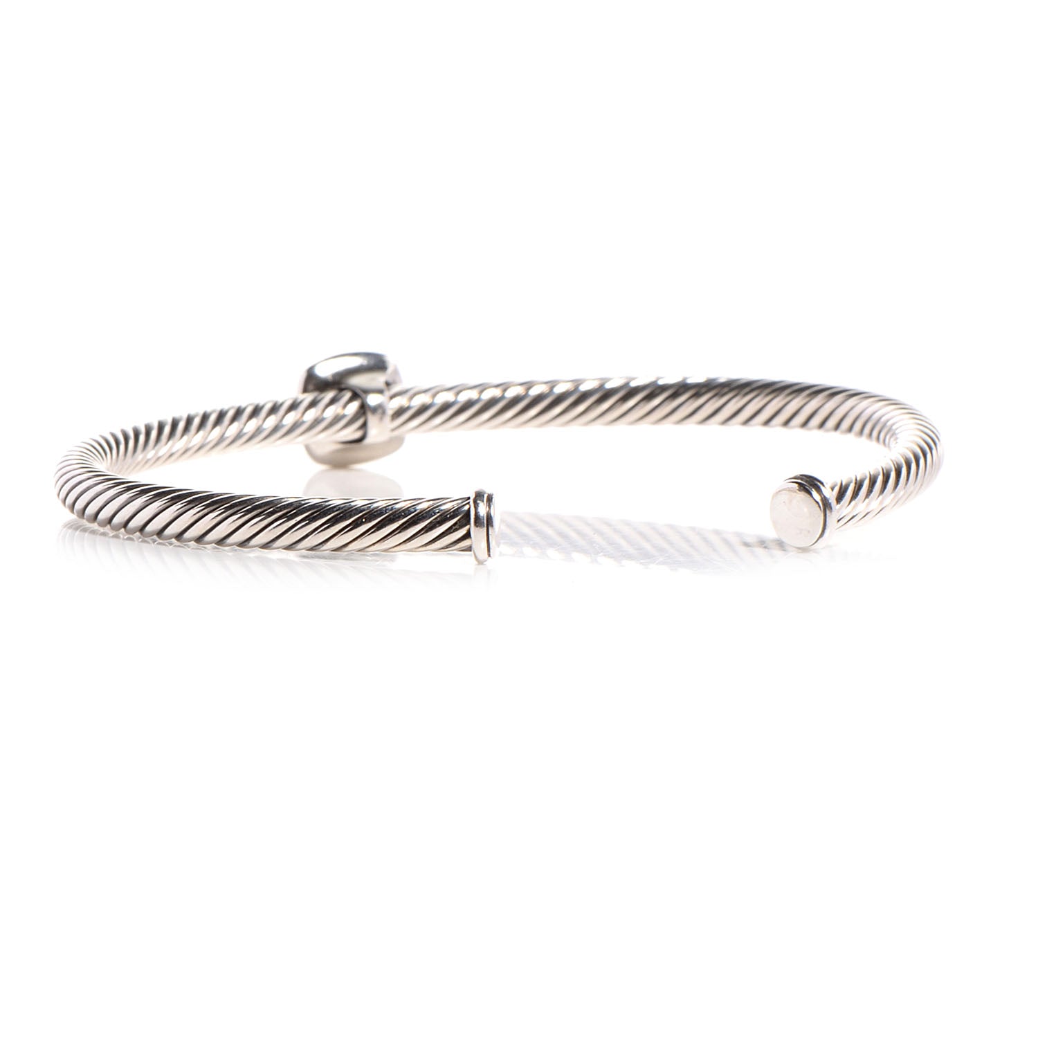 David Yurman 18k Yellow Gold Sterling Silver Blue Topaz 4mm Cuff 3 of 6