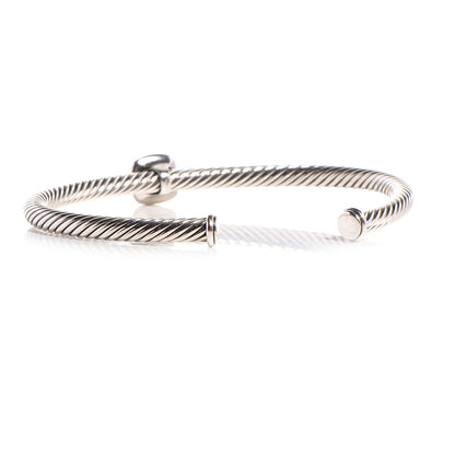 David Yurman 18k Yellow Gold Sterling Silver Blue Topaz 4mm Cuff 3 of 6