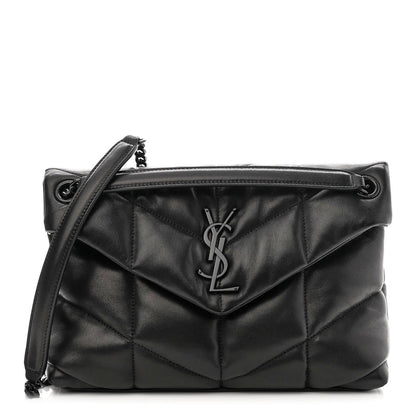 Saint Laurent Lambskin Quilted Small Loulou Puffer Monogram Chain Satchel Black 1 of 9