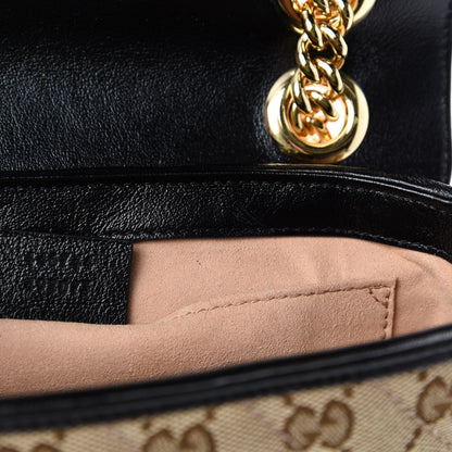 Gucci Monogram Matelasse Diagonal Mini GG Marmont Shoulder Bag Beige Black 10 of 11