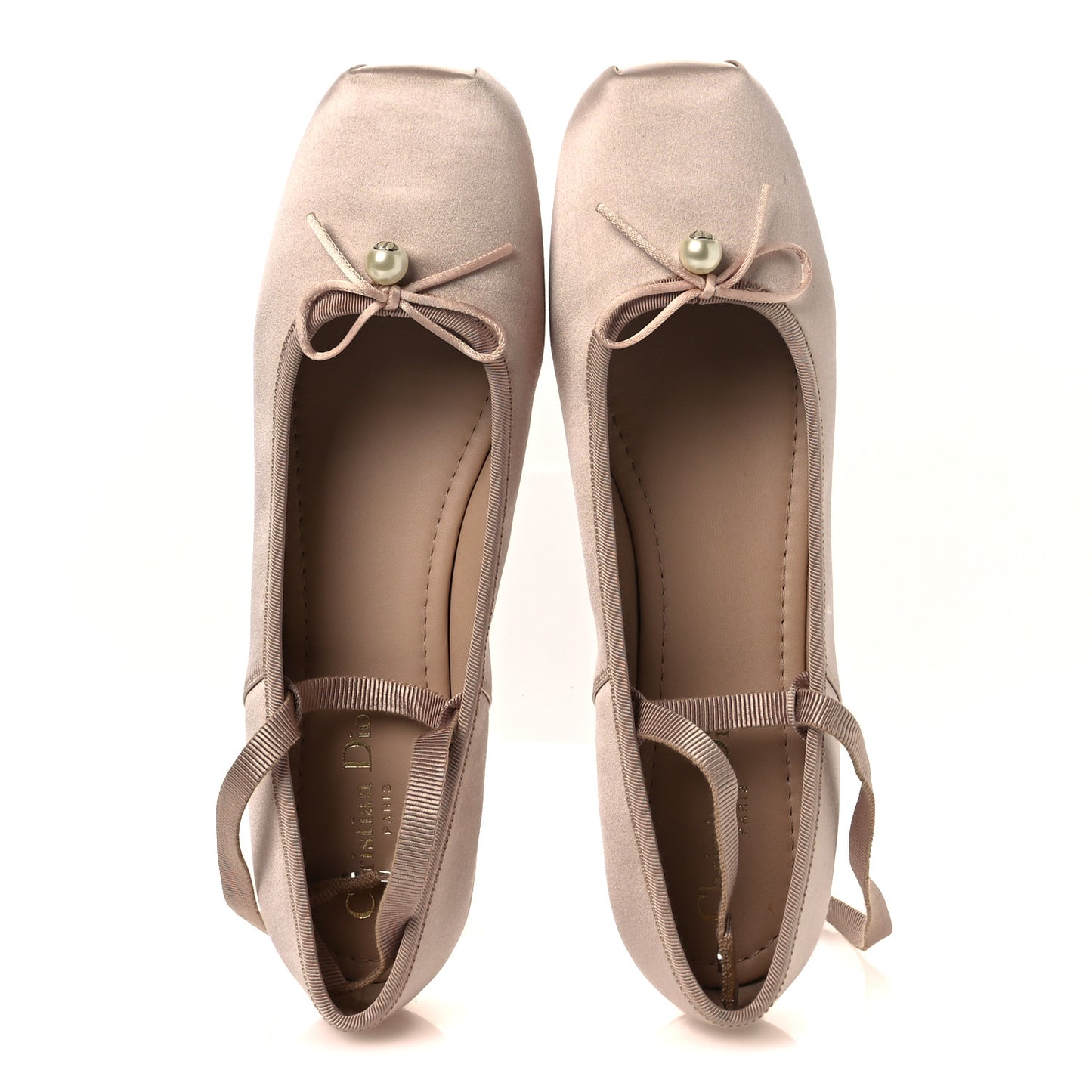 Satin Grosgrain D-Joy Ballet Flats 40 Beige Rose