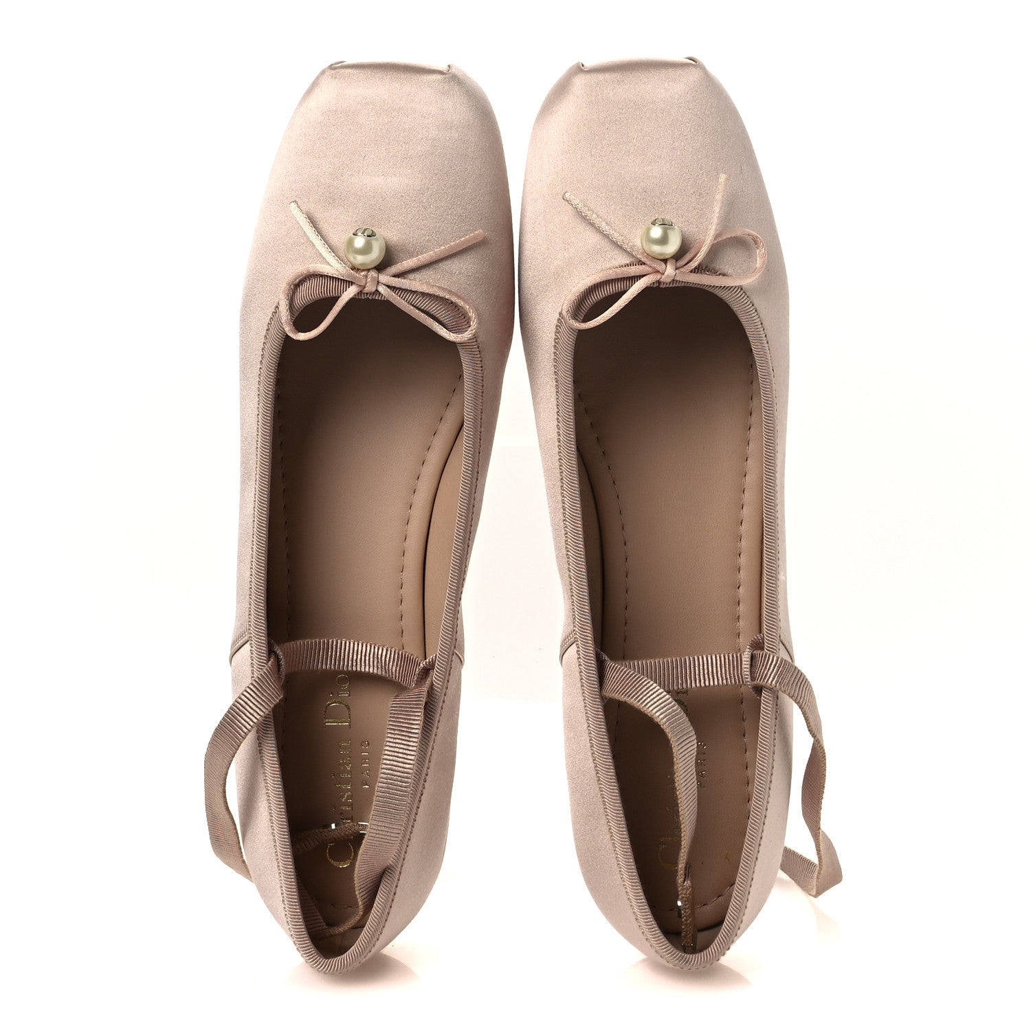 Christian Dior Satin Grosgrain D-Joy Ballet Flats 40 Beige Rose 2 of 12