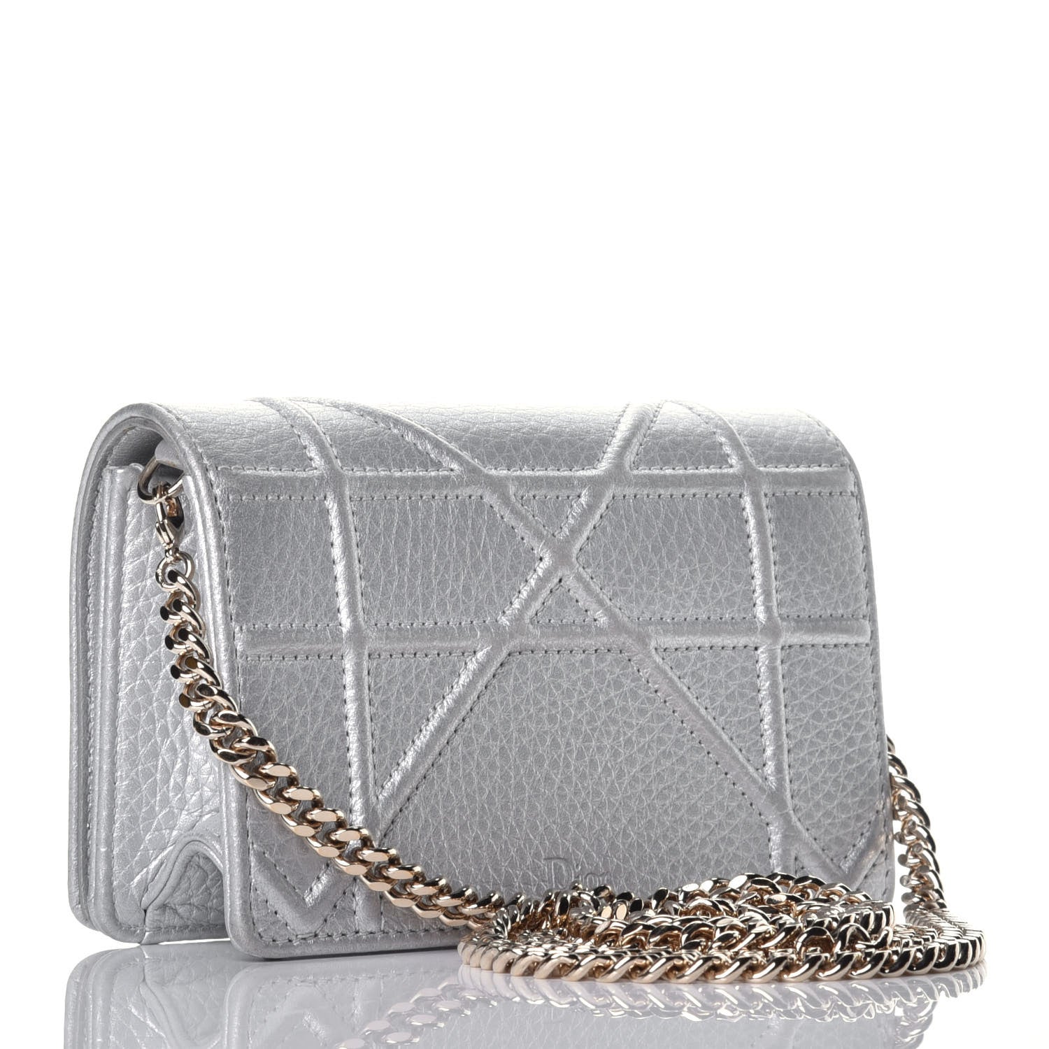 Christian Dior Metallic Grained Calfskin Baby Diorama Flap Bag Silver 3 of 11