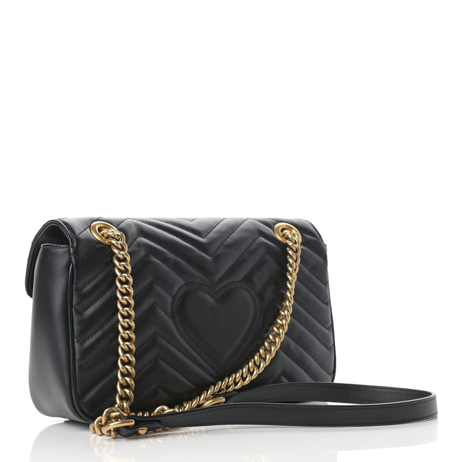 Gucci Calfskin Matelasse Small GG Marmont Shoulder Bag Black 3 of 17