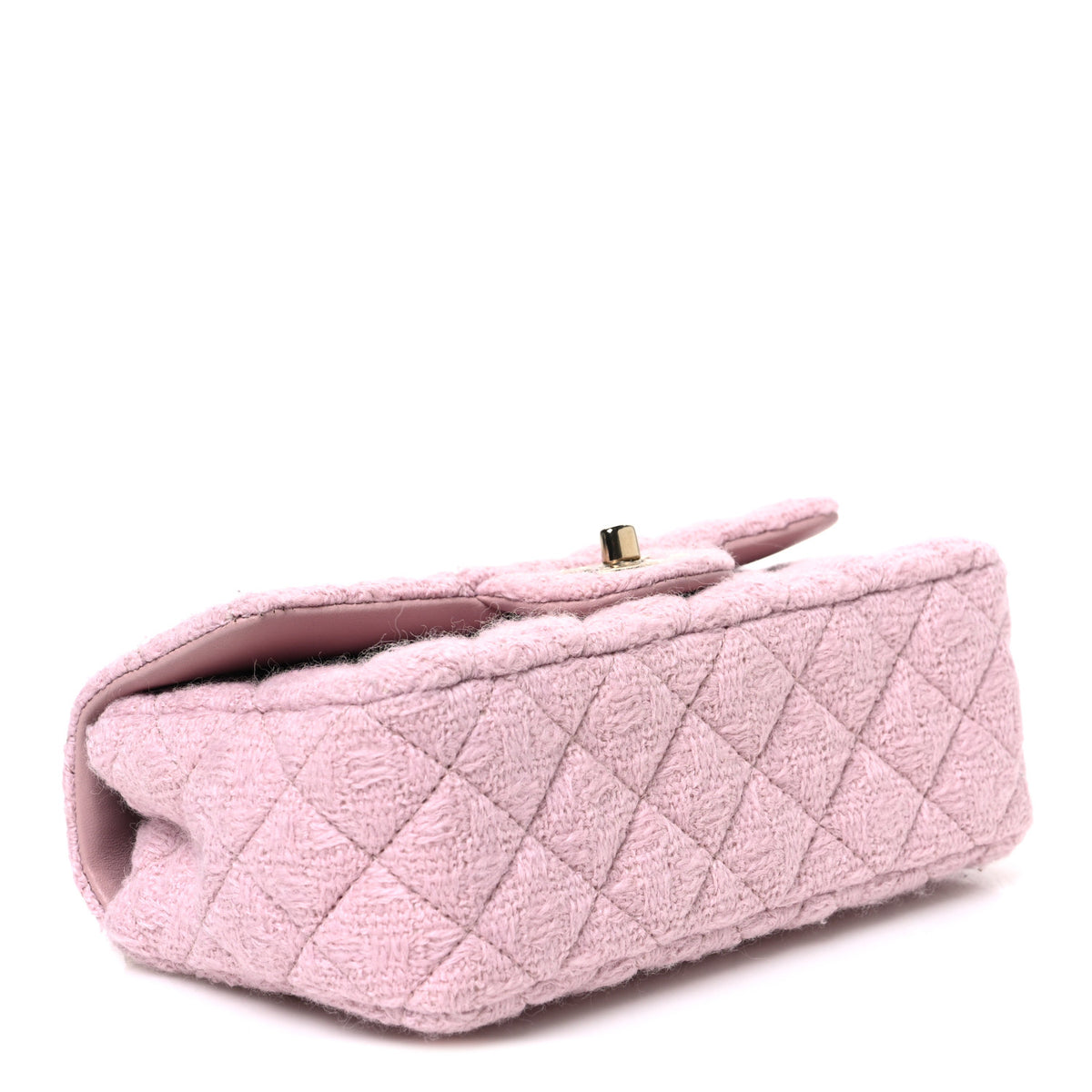 Tweed Quilted Mini Rectangular Flap Light Pink