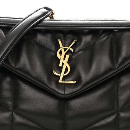 Saint Laurent Lambskin Quilted Small Loulou Puffer Monogram Chain Satchel Black 9 of 11