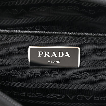 Prada Re-Nylon Vela Saffiano Pocket Double Buckle Messenger Shoulder Bag Black 6 of 11