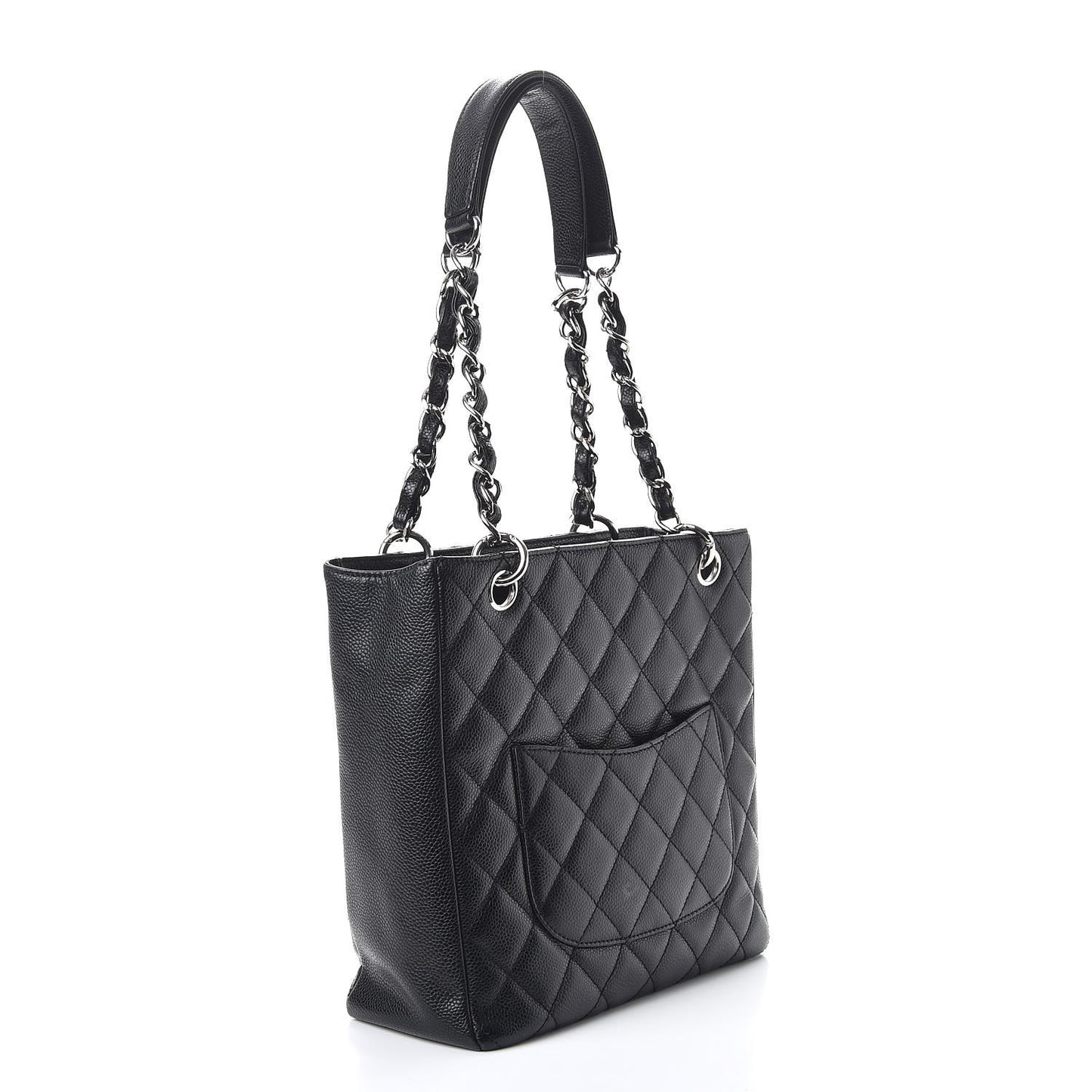 Caviar Quilted Petit Shopping Tote PST Black