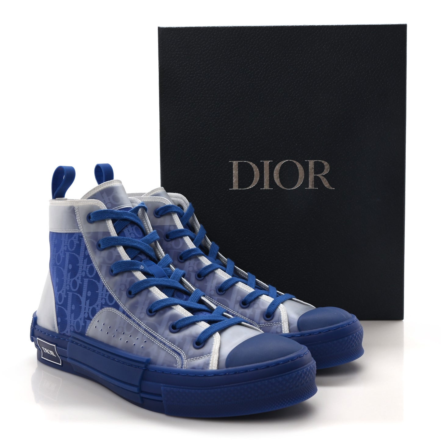 Technical Canvas Oblique Mens B23 High Top Sneakers 44 Blue