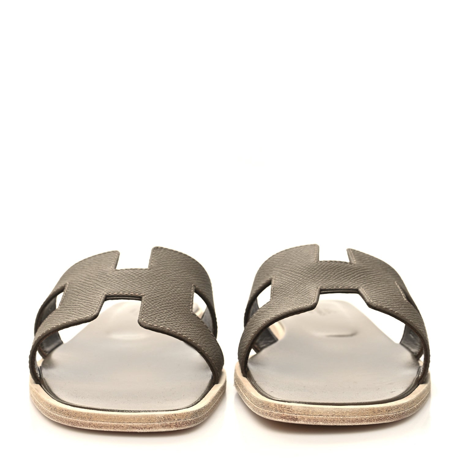 Hermes Epsom Oran Sandals 38.5 Etoupe 2 of 9